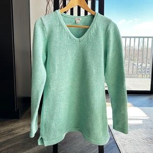 L L Bean 100% Cotton Tunic Length Sweater, V-Neck, M
